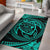 Hawaiian Kanaka Honu Hibiscus Tornado Polynesian Area Rug AH Rug Turquoise - Polynesian Pride