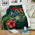 Cook Islands Polynesian Premium Blanket - Green Turtle Hibiscus White - Polynesian Pride