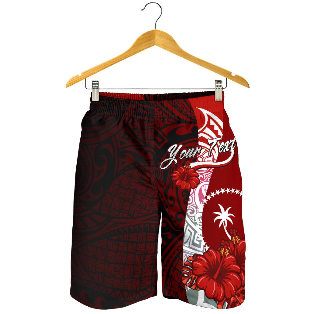 Chuuk Polynesian Custom Personalised Men's Shorts - Coat Of Arm With Hibiscus - Polynesian Pride