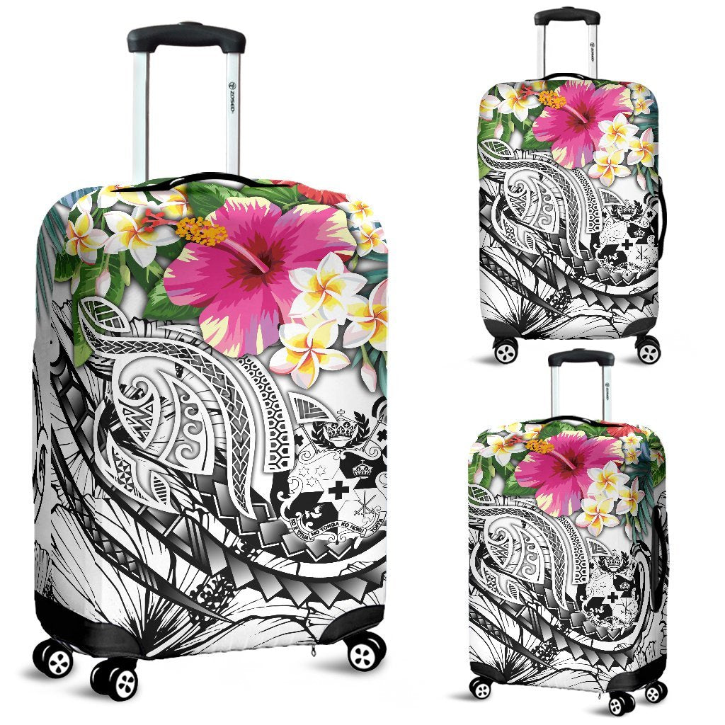 Tonga Polynesian Luggage Covers - Summer Plumeria (White) - Polynesian Pride