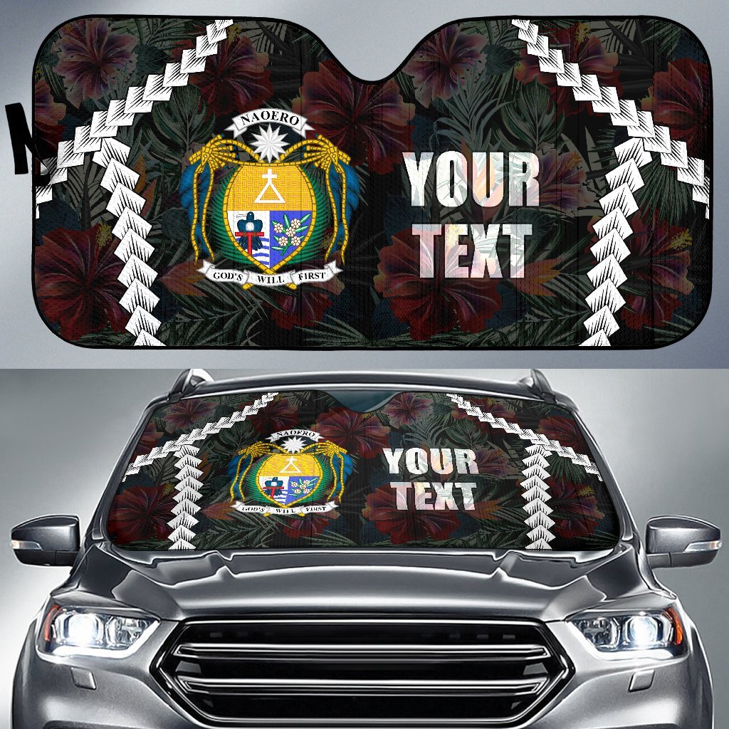 Nauru Custom Personalised Auto Sun Shades - Chain Polynesian Auto Sun Shade Universal Fit BLACK - Polynesian Pride