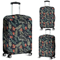 Tropical Strelitzia Black Luggage Cover White - Polynesian Pride