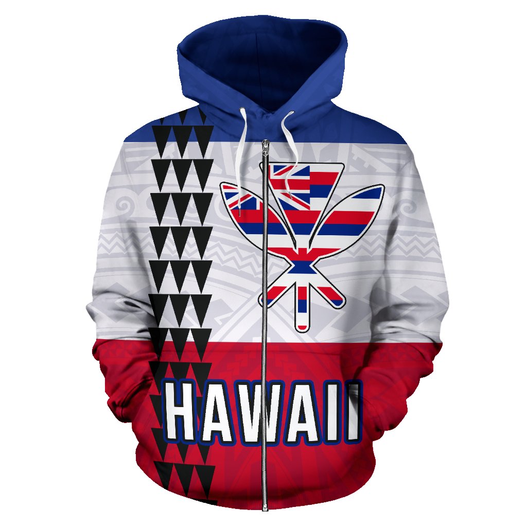 Hawaii Flag Polynesian Zip up Hoodie Line Style - Polynesian Pride