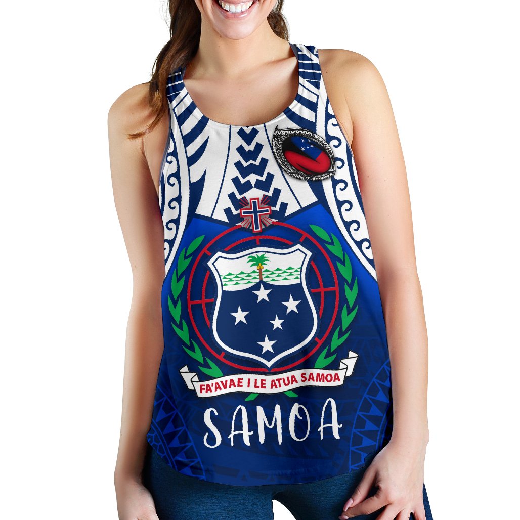 Samoa Rugby Women's Racerback Tank BLUE - Polynesian Pride