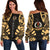 Vanuatu Women's Off Shoulder Sweater - Polynesian Tattoo Gold Gold - Polynesian Pride