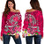 Hawaii Women's Off Shoulder Swear - Turtle Plumeria Polynesian Tattoo Pink Color Pink - Polynesian Pride