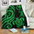 Polynesian Hawaii Premium Blanket - Green Tentacle Turtle White - Polynesian Pride