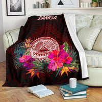 American Samoa Premium Blanket - Coat Of Arm With Polynesian Patterns - Polynesian Pride