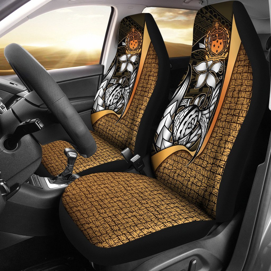 Samoa Polynesian Car Seat Covers Gold - Turtle With Hook Universal Fit Gold - Polynesian Pride