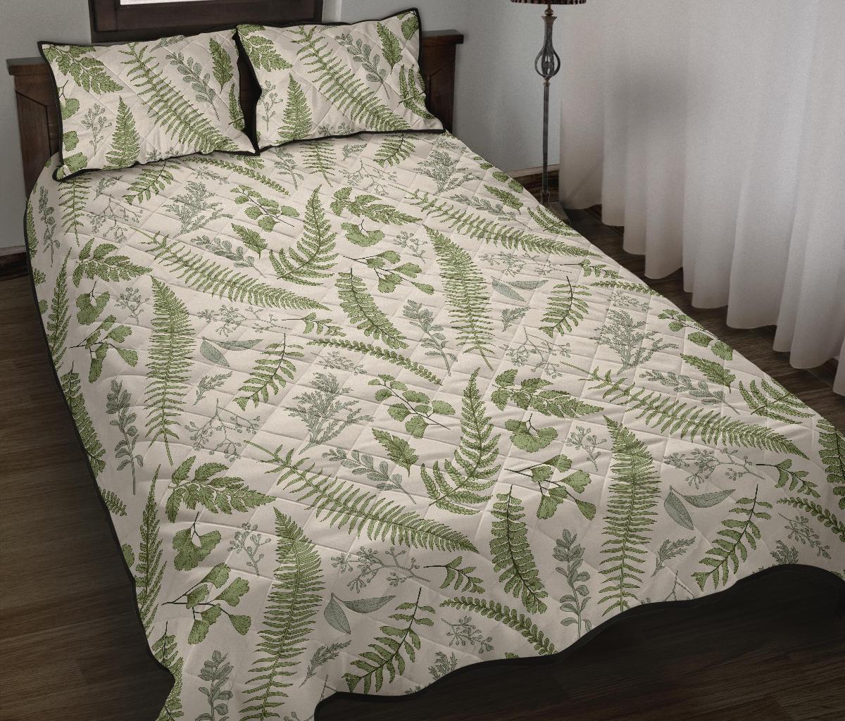 Hawaii Quilt Bed Set Tropical Green Pattern AH Black - Polynesian Pride