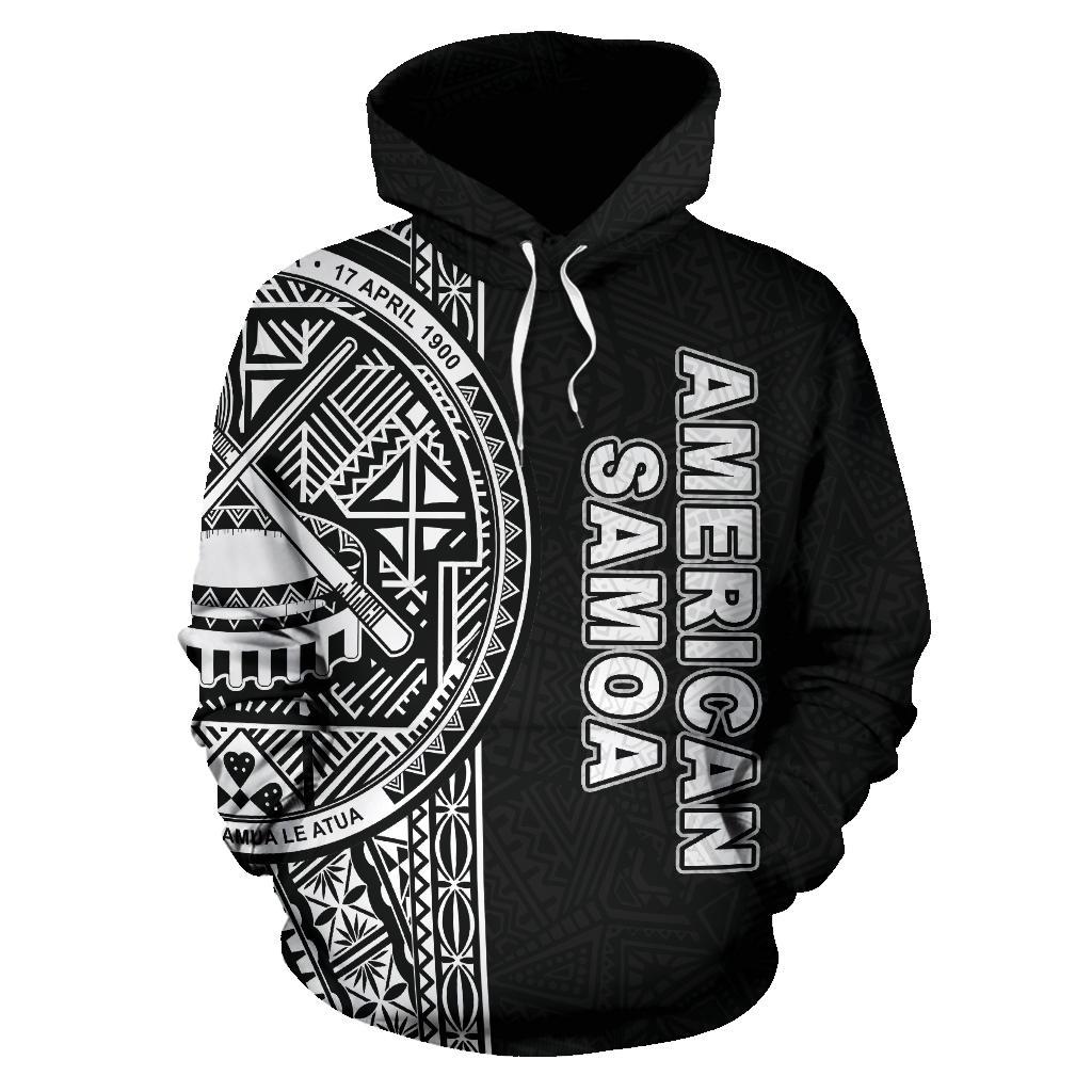 American Samoa Polynesian Hoodie White Line - Polynesian Pride