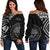 Federated States of Micronesia Pattern Women's Off Shoulder Sweater Black - Polynesian Pride