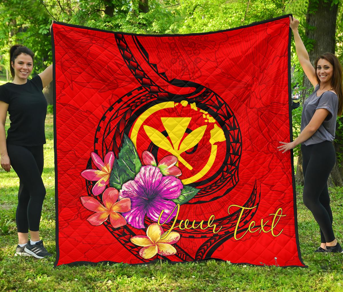 Hawaii Polynesian Custom Personalised Premium Quilt - Floral With Seal Red Red - Polynesian Pride