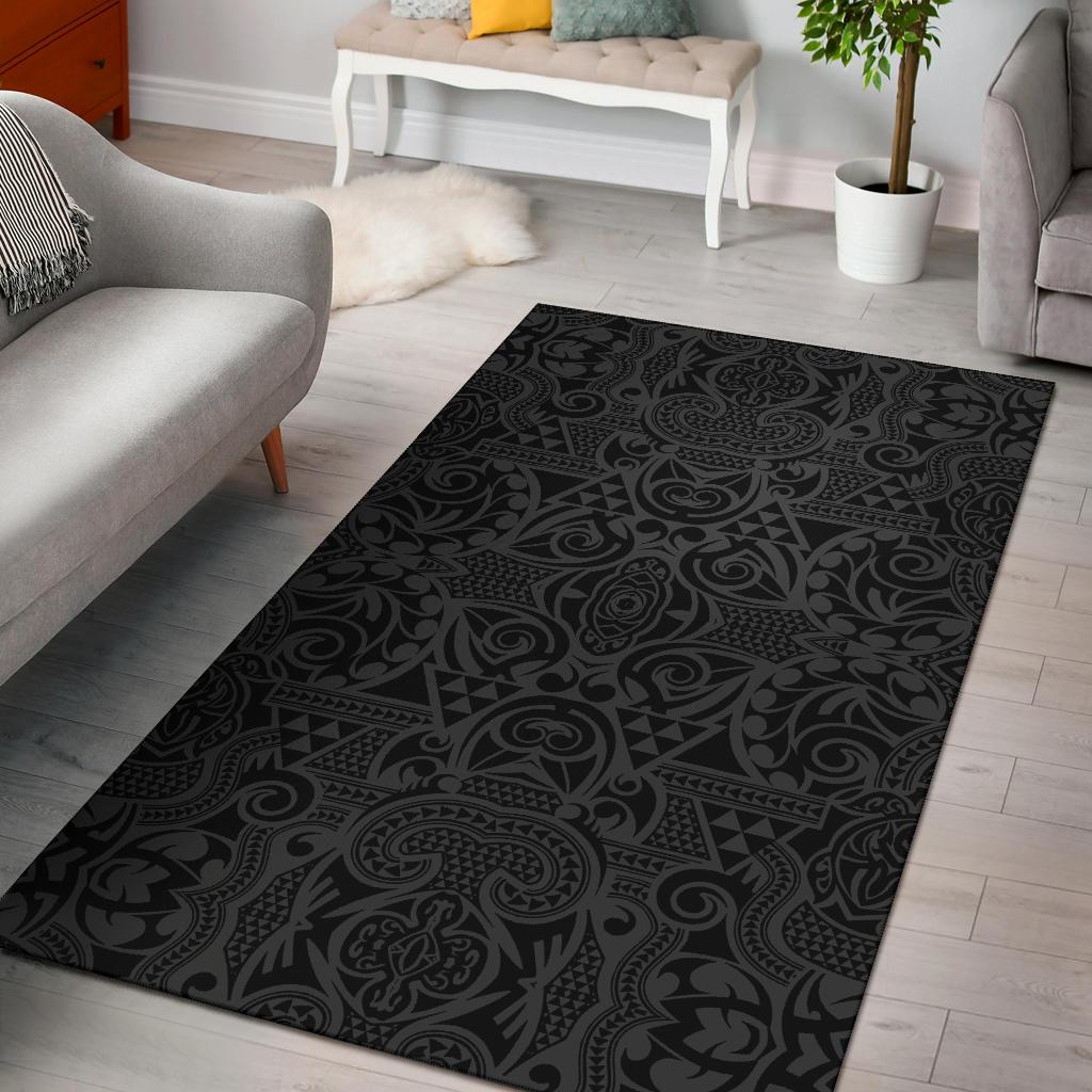 Hawaii Area Rug Polynesian Kakau Turtle AH Rug Gray - Polynesian Pride