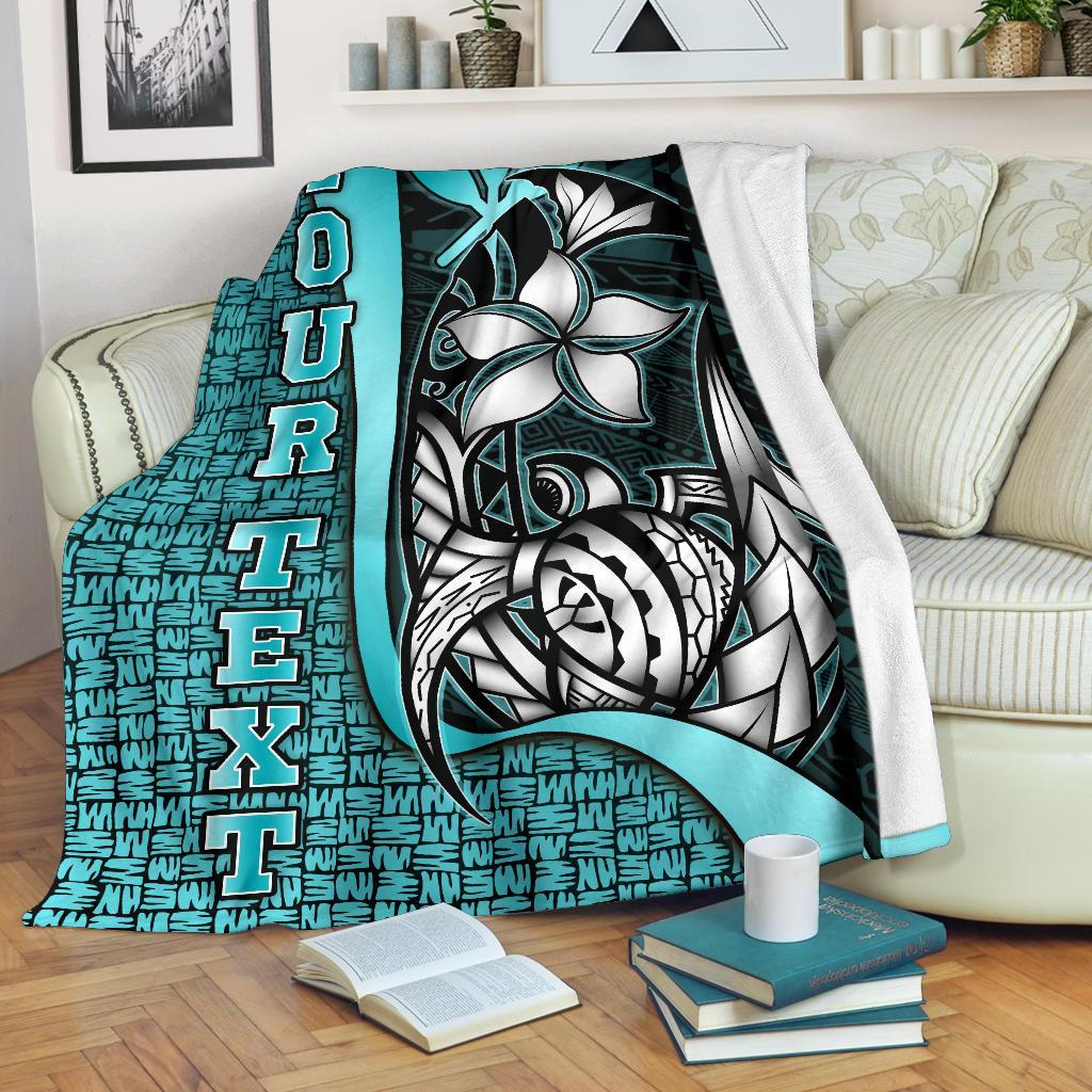 Polynesian Hawaii Custom Personalised Premium Blanket Turquoise - Turtle with Hook White - Polynesian Pride