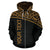 American Samoa All Over Custom Zip up Hoodie Polynesian Gold Curve - Polynesian Pride