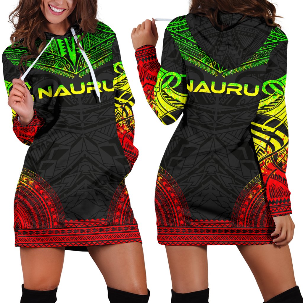 Nauru Women's Hoodie Dress - Polynesian Reggae Chief Reggae - Polynesian Pride