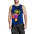 Hawaii Polynesian Men's Tank Top - Floral With Seal Blue - Polynesian Pride