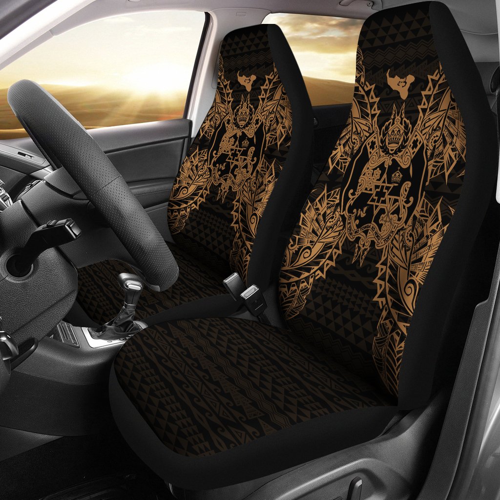 Tonga Car Seat Cover - Tonga Coat Of Arms Map Gold Universal Fit Gold - Polynesian Pride