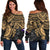 American Samoa Polynesian Women's Off Shoulder Sweater - Gold Turtle Gold - Polynesian Pride