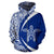 Hawaii Turtle Polynesian Zip up Hoodie Circle Style White and Blue Color - Polynesian Pride