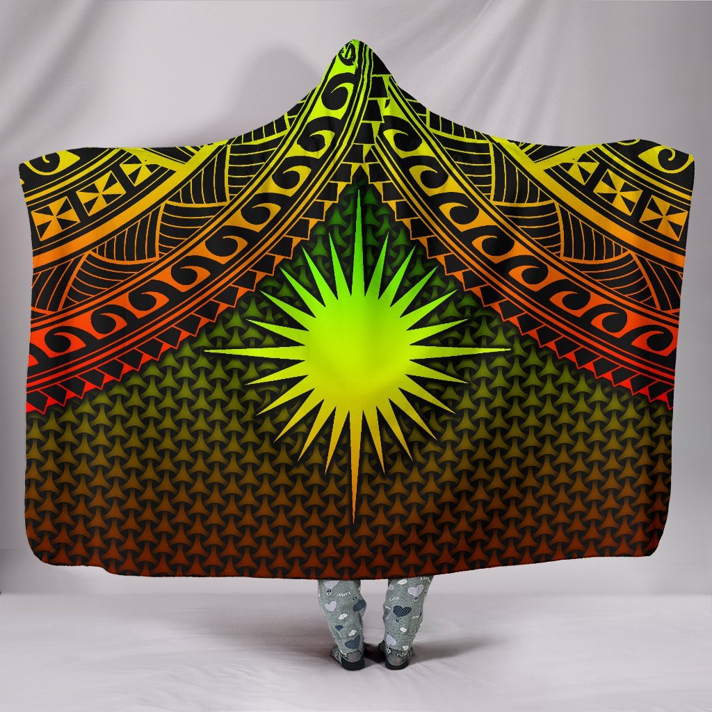 Polynesian Marshall Islands Hooded Blanket - Reggae Vintage Polynesian Patterns Hooded Blanket Reggae - Polynesian Pride