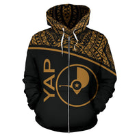 Yap All Over Zip up Hoodie Micronesia Curve Gold Style - Polynesian Pride
