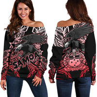 Samoa Polynesian Women's Off Shoulder Sweater - Eagle Tribal Pattern Red Red - Polynesian Pride