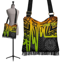 Tahiti Personalised Boho Handbag - Tahiti Seal In Heartbeat Patterns Style (Reggae) - Polynesian Pride