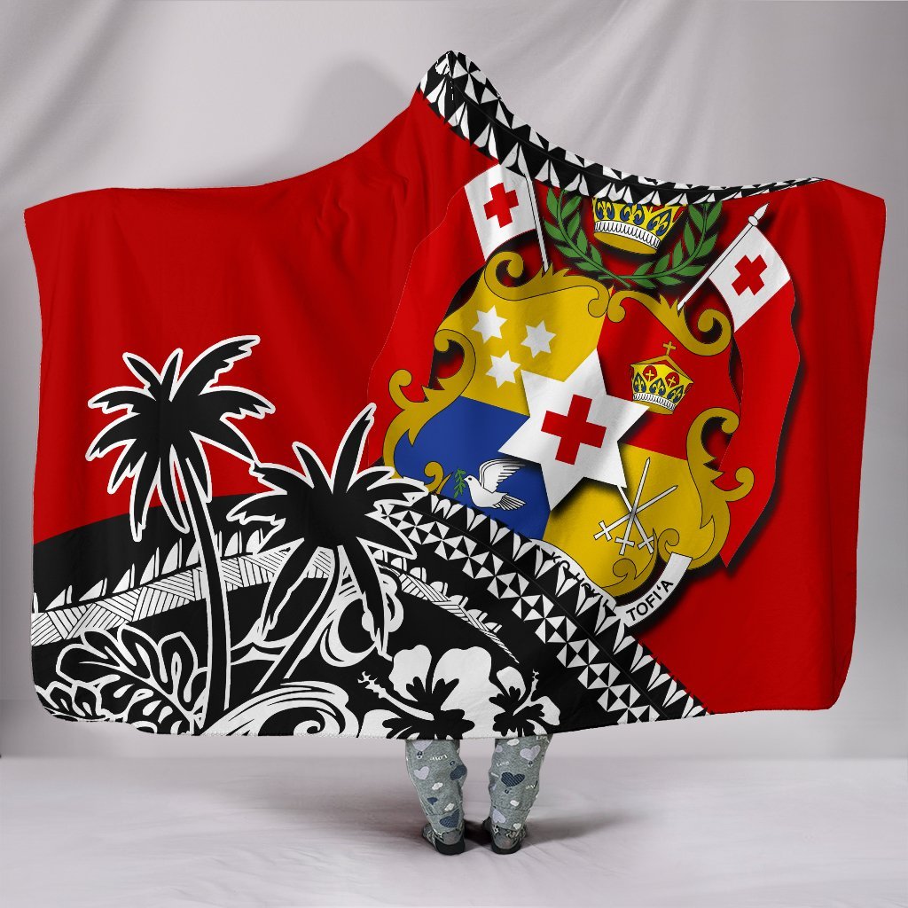 Tonga Hooded Blanket Polynesian Style Fall In The Wave Hooded Blanket White - Polynesian Pride