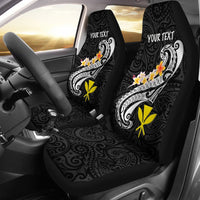 Hawaii Custom Personalised Car Seat Covers - Kanaka Maoli Polynesian Patterns Plumeria (Black) Universal Fit Black - Polynesian Pride
