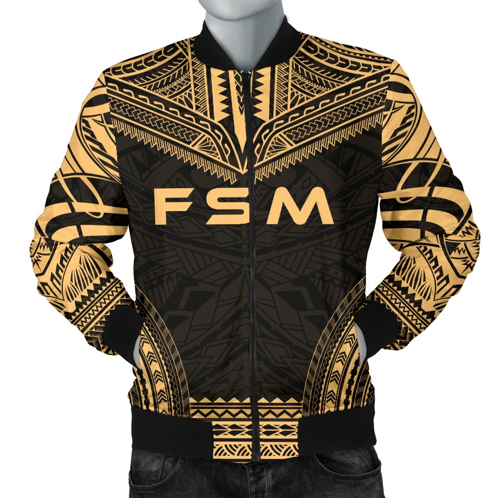 Federated States Of Micronesia Polynesian Chief Men's Bomber Jacket - Gold Version Gold - Polynesian Pride