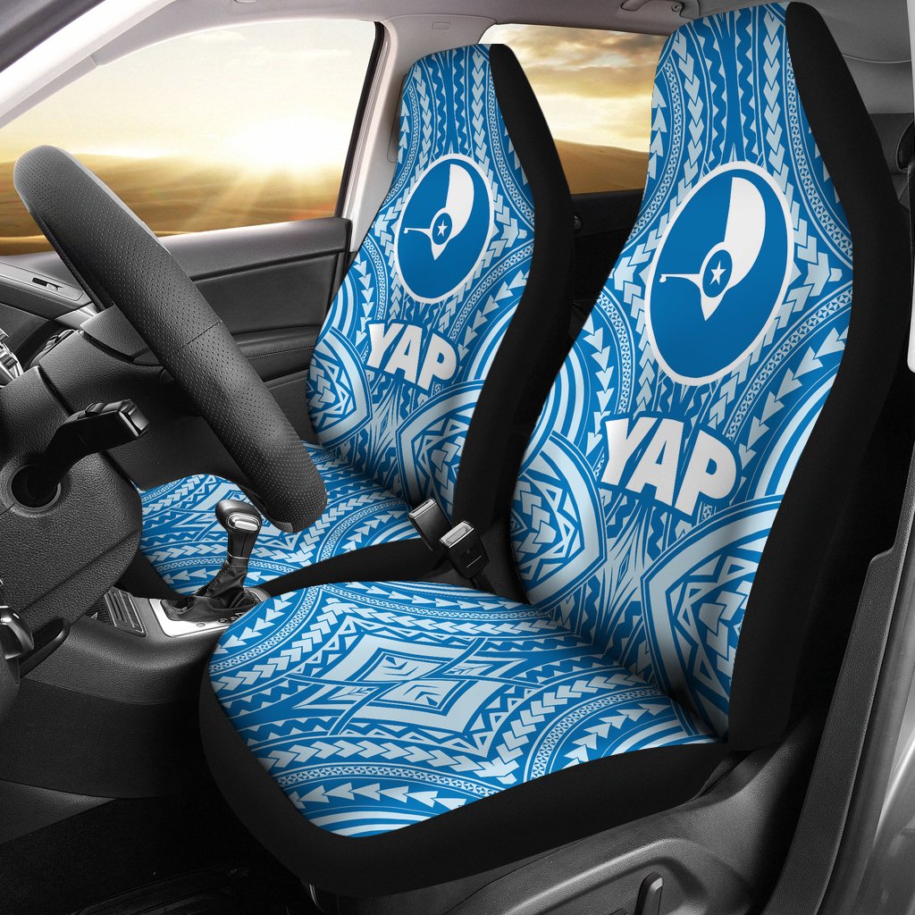 Yap Car Seat Covers - Yap Flag Blue Version Universal Fit Blue - Polynesian Pride
