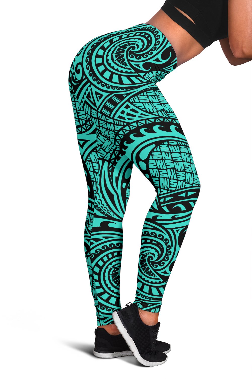 Polynesian Maori Lauhala Turquoise Hawaii Women's Leggings AH Turquoise - Polynesian Pride