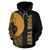 New Caledonia Polynesian All Over Custom Hoodie Gold Line - Polynesian Pride