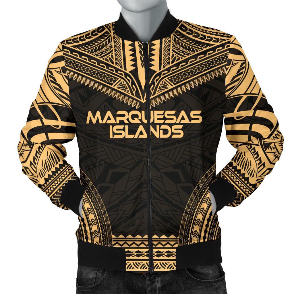 Marquesas Islands Polynesian Chief Men's Bomber Jacket - Gold Version Gold - Polynesian Pride