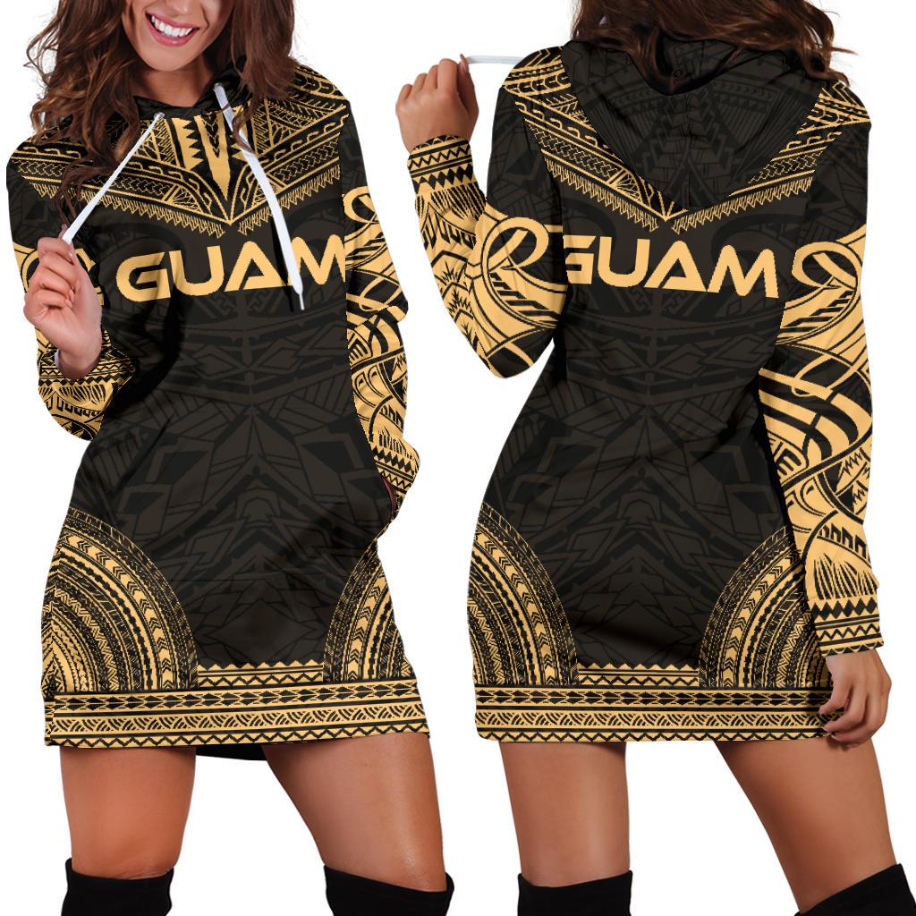 Guam Women's Hoodie Dress - Polynesian Gold Chief Gold - Polynesian Pride