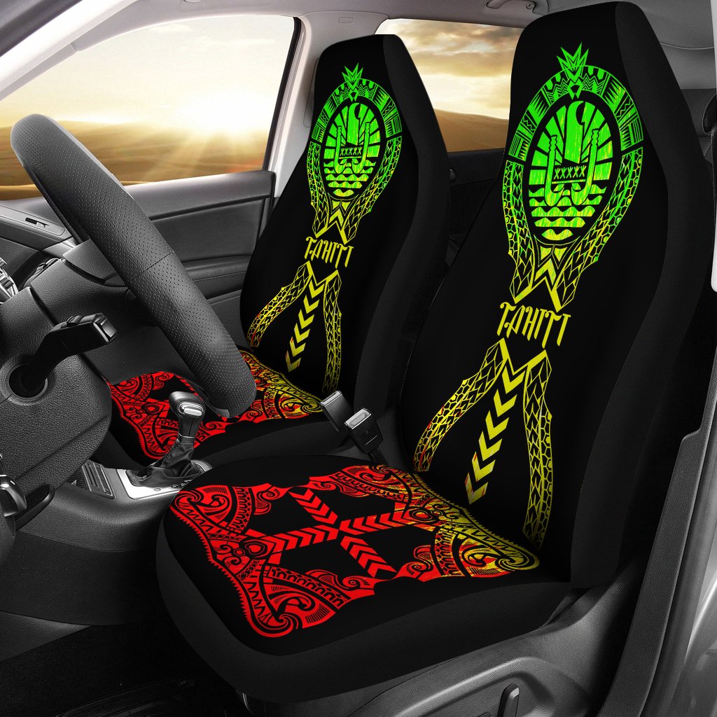 Tahiti Car Seat Covers - Tahiti Flag Polynesian Tribal Reggae Universal Fit Reggae - Polynesian Pride