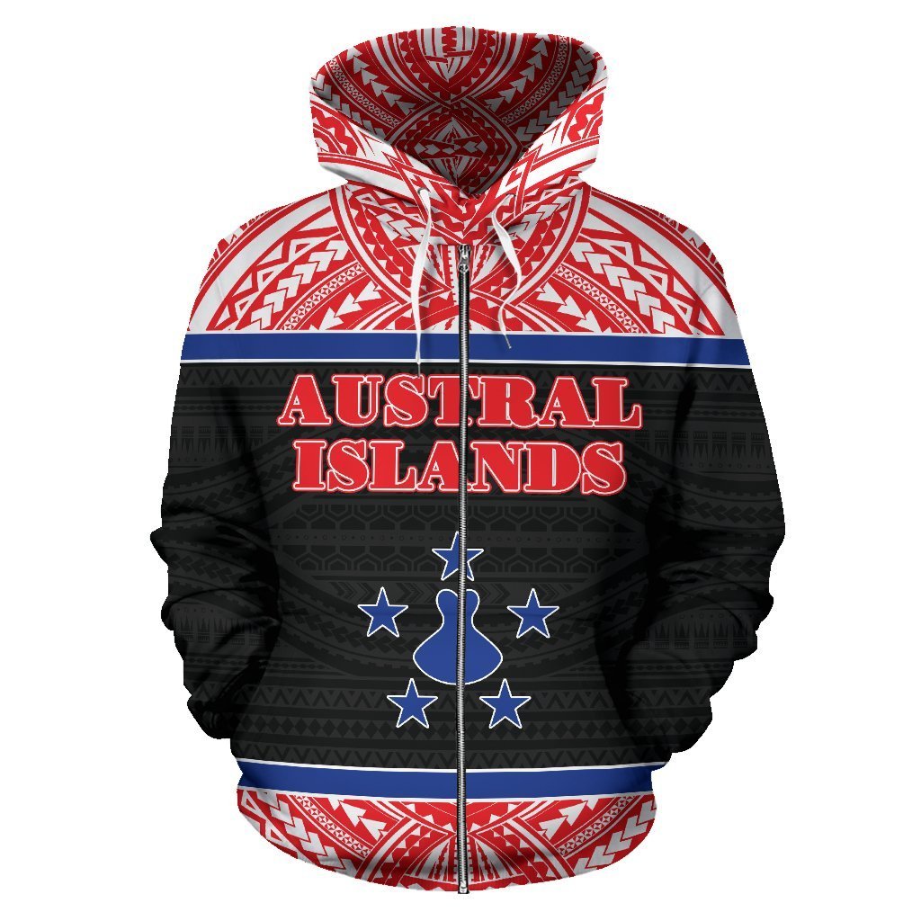 Austral Islands All Over Zip up Hoodie Polynesian Hoodie Style - Polynesian Pride