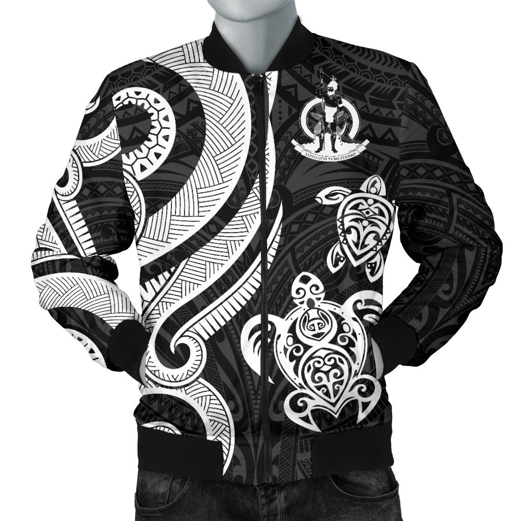 Vanuatu Men's Bomber Jacket - White Tentacle Turtle White - Polynesian Pride