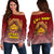 Hawaii Mauna Kea Women's Off Shoulder Sweater - Hand Sign Symbol Red - Polynesian Pride