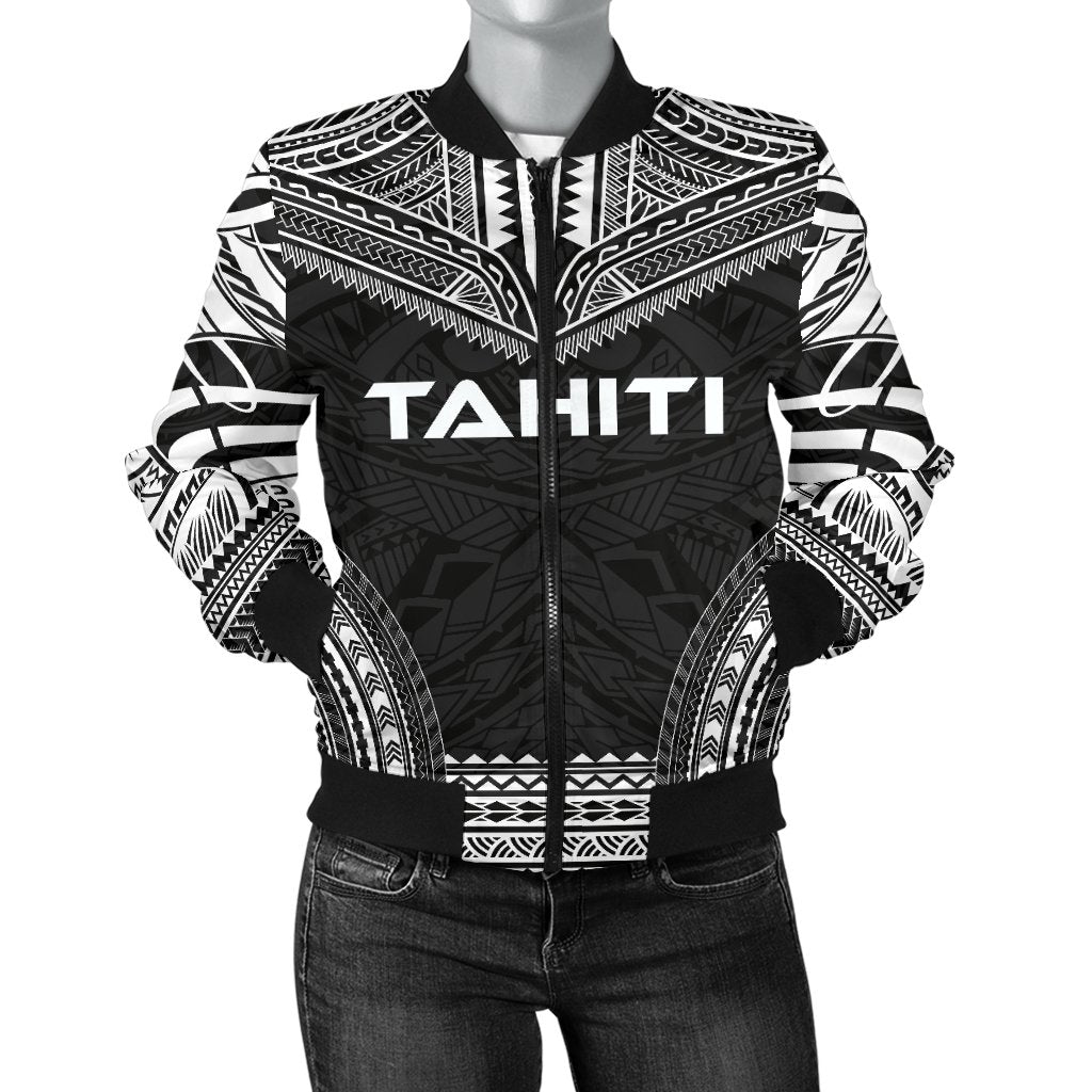 Tahiti Polynesian Chief Women'S Bomber Jacket - Black Version Black - Polynesian Pride