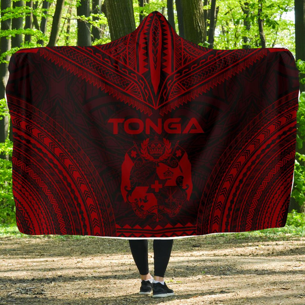 Tonga Polynesian Chief Hooded Blanket - Red Version Hooded Blanket Red - Polynesian Pride