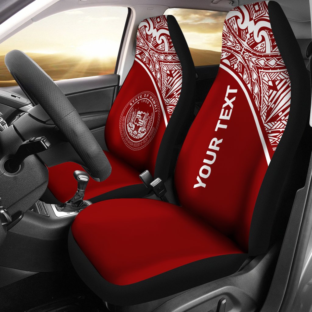 Hawaii Custom Personalised Car Seat Covers - Hawaii Seal Polynesian Red Curve Universal Fit Red - Polynesian Pride