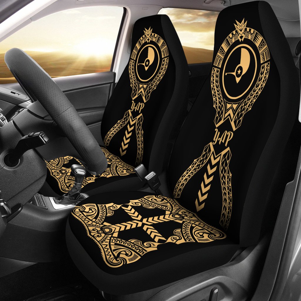 Yap Car Seat Covers - Yap Flag Micronesian Tribal Gold Universal Fit Gold - Polynesian Pride