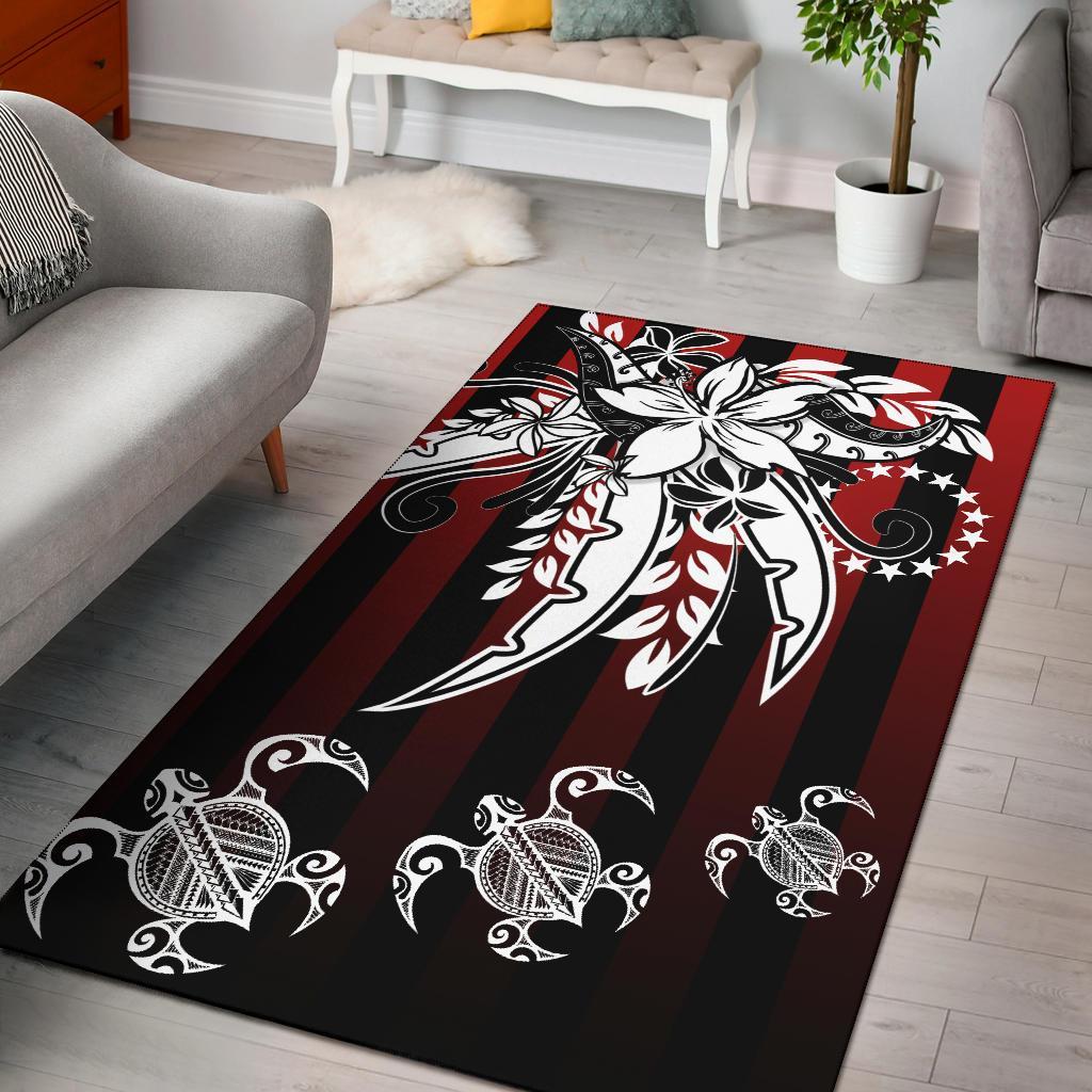 Cook Islands Area Rug - Vertical Stripes Style Red - Polynesian Pride