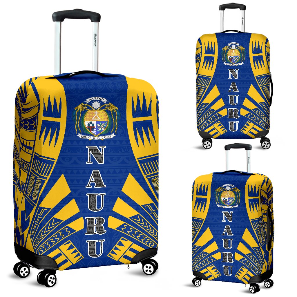 Nauru Luggage Cover - Polynesian Tattoo Flag Blue-Yellow - Polynesian Pride