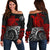 American Samoa Polynesian Off Shoulder Sweater - Polynesian Turtle (Red) RED - Polynesian Pride