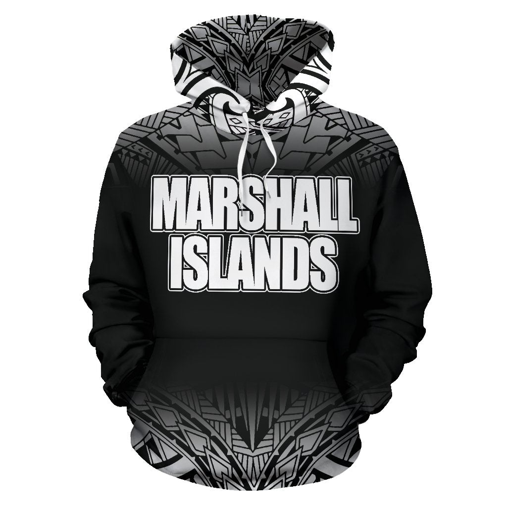 Marshall Islands All Over Hoodie Fog Black Style - Polynesian Pride