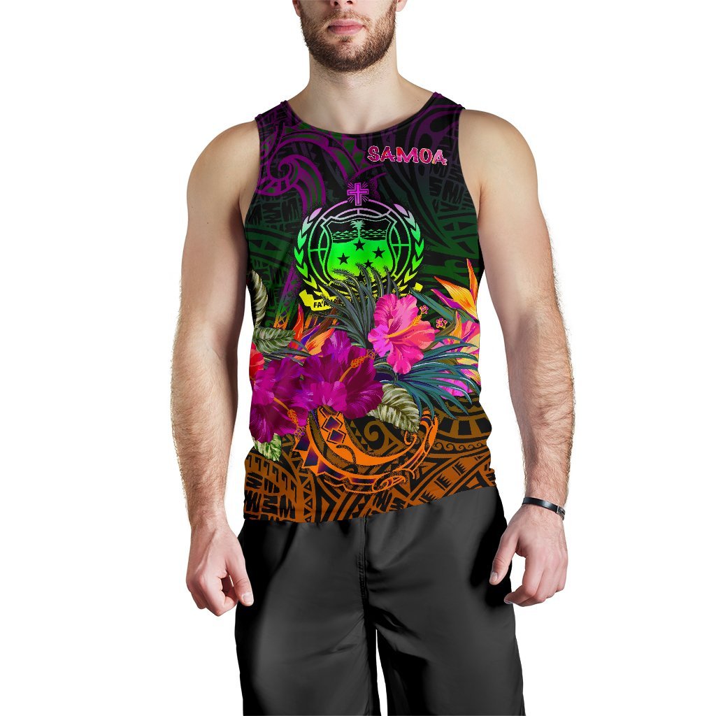 Samoa Men's Tank Top - Summer Hibiscus Reggae - Polynesian Pride